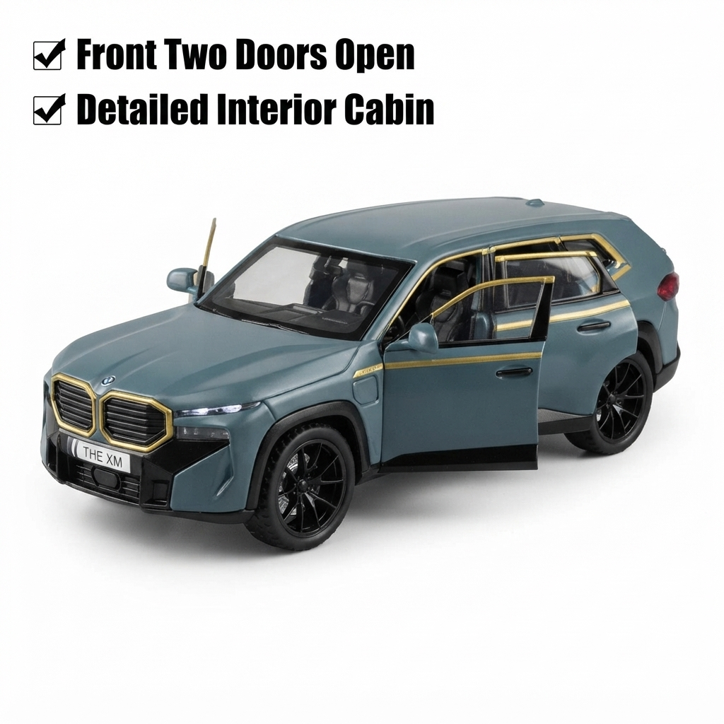 1:24 Scale Die-Cast SUV Toy Car with Light & Music | Front Two Doors Open | Pull Back Action Vehicle for Kids & Collectors