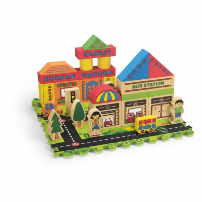 TOYOOS EVA Foam 3D City Building Blocks Set | Educational Construction Toy with Interlocking Soft Blocks | Creative STEM Learning Toy for Kids Age 3+