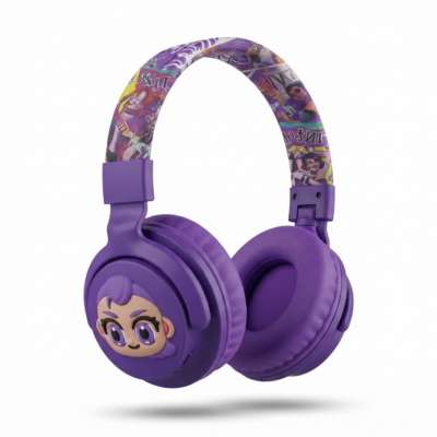Kids Wireless Bluetooth Headphones for Girls, Foldable Over-Ear Headset with Soft Cushioned Earpads, Adjustable Headband, Stereo Sound, Travel & Study Headphones – Purple