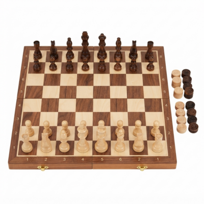 TOYOOS Magnetic Wooden Chess & Checkers Set 2-in-1 | Foldable Travel Chess Board with Magnetic Pieces | Portable Strategy Board Game for Kids & Adults | 11.5 Inch Wooden Chess Set