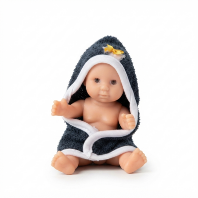 Baby Bath Doll Toy with Soft Hooded Towel Wrap | Cute Newborn Baby Doll for Kids Role Play, Pretend Play & Early Learning