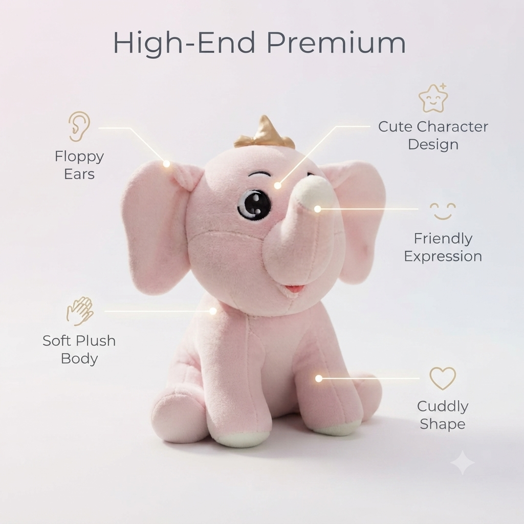 Pink Elephant Plush Toy (2)
