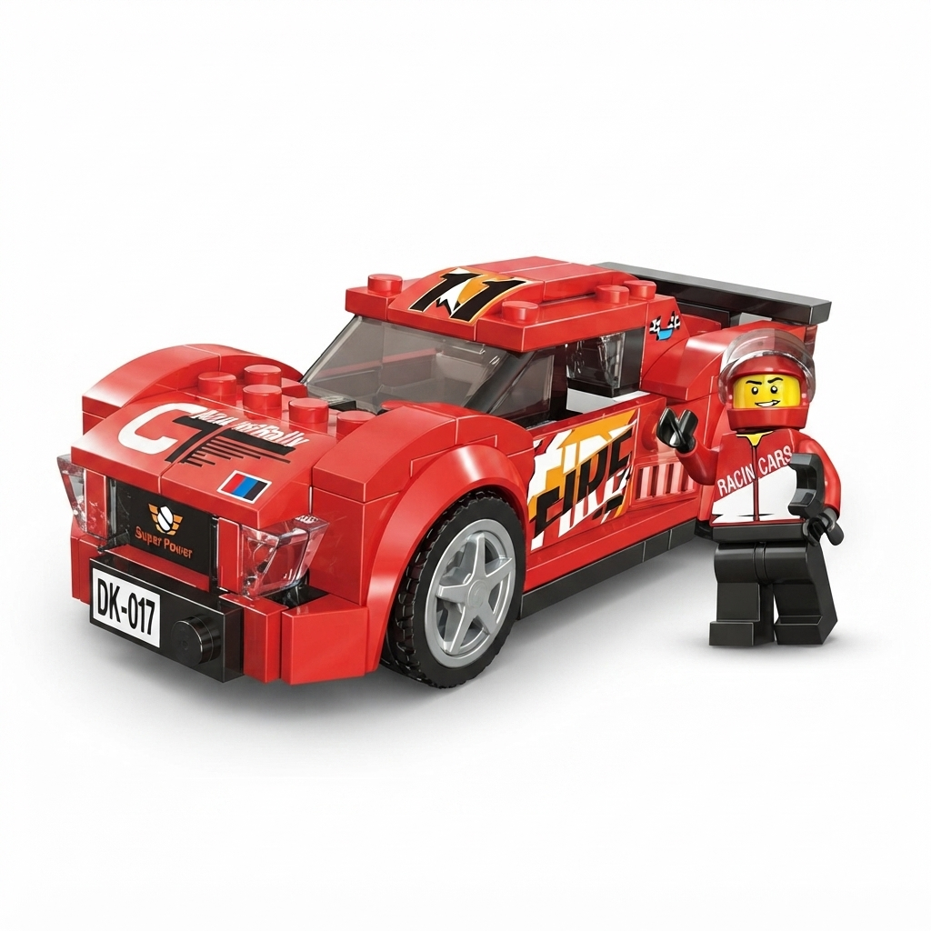 TOYOOS Racing Car Building Blocks Set with Driver Minifigure | Sports Car Construction Toy, ABS Plastic Building Bricks | STEM Educational Toy for Kids 6+