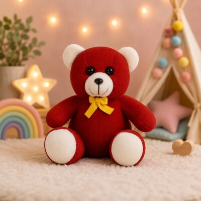 Red Teddy Bear Soft Toy 18 cm for Kids | Cute Plush Teddy Bear