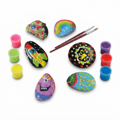Glow in The Dark Rock Painting Kit for Kids | DIY STEM Art & Craft Activity Set with Paints, Brushes & Natural Stones