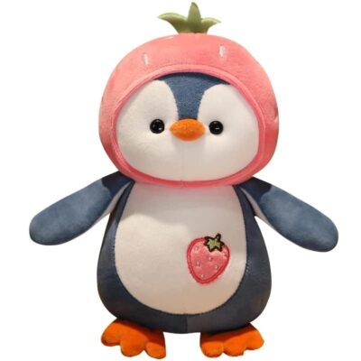 Strawberry Penguin Soft Toy for Kids | Cute Plush Stuffed Animal with Hood