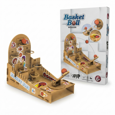 TOYOOS Wooden Mini Basketball Table Game | Desktop Arcade Basketball Shooting Game with Spring Launcher & Scoring Hoops | Indoor Family Board Game for Kids & Adults | Educational Wooden Toy | Age 6+
