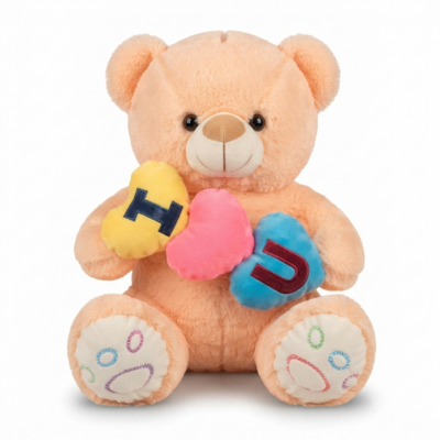 TOYOOS Teddy Bear with Heart Cushions | Soft Plush Teddy Bear for Kids | Ultra Soft Velvet Fabric | Premium PP Cotton Filled | Washable Stuffed Teddy | Cute Hugging Bear Gift for Boys, Girls, Birthday & Anniversary