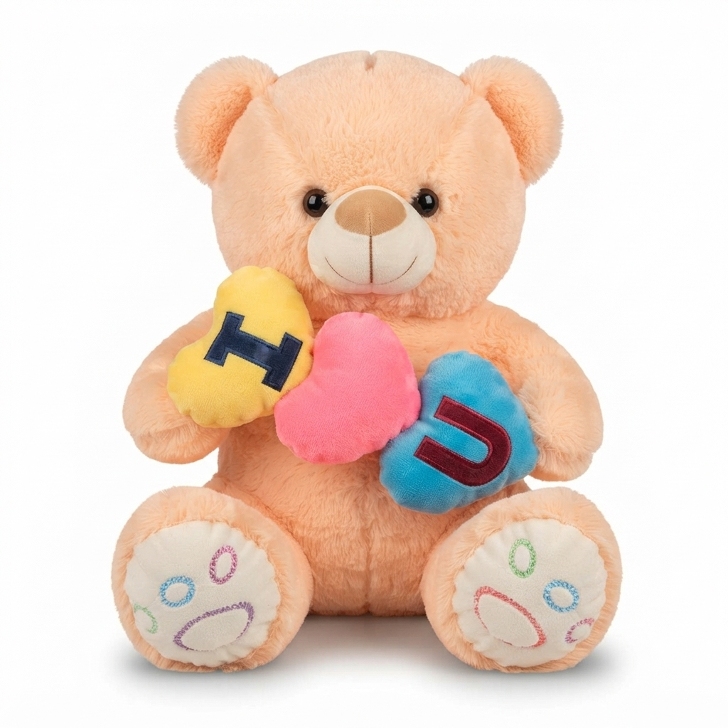TOYOOS Teddy Bear with Heart Cushions | Soft Plush Teddy Bear for Kids | Ultra Soft Velvet Fabric | Premium PP Cotton Filled | Washable Stuffed Teddy | Cute Hugging Bear Gift for Boys, Girls, Birthday & Anniversary