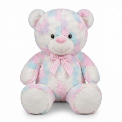 Soft Pastel Teddy Bear Plush Toy for Kids, Cute Stuffed Animal with Bow, Cuddly Bear Toy for Baby Girls & Boys, Birthday Gift & Room Decoration