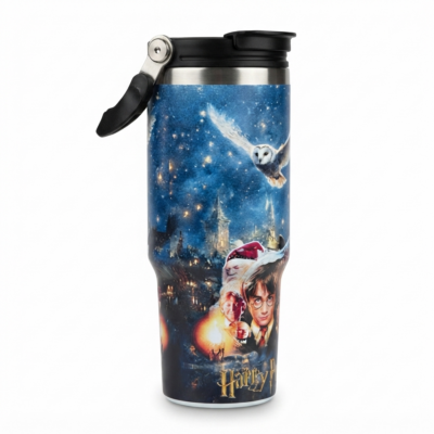 TOYOOS Fantasy Theme Stainless Steel Vacuum Insulated Travel Mug with Flip Lid & Carry Handle | Double Wall Hot & Cold Coffee Tumbler | Leak-Resistant Reusable Travel Cup | 500 ml